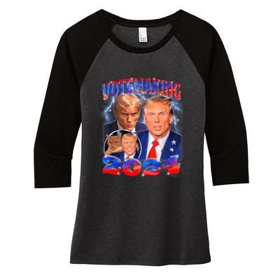 Trump Votemaxing 2024 Looksmaxxing Funny Mewing Meme Women's Tri-Blend 3/4-Sleeve Raglan Shirt