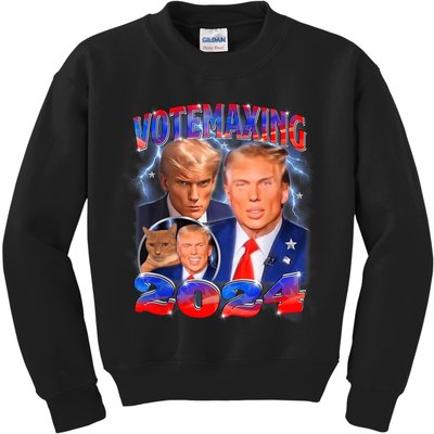 Trump Votemaxing 2024 Looksmaxxing Funny Mewing Meme Kids Sweatshirt