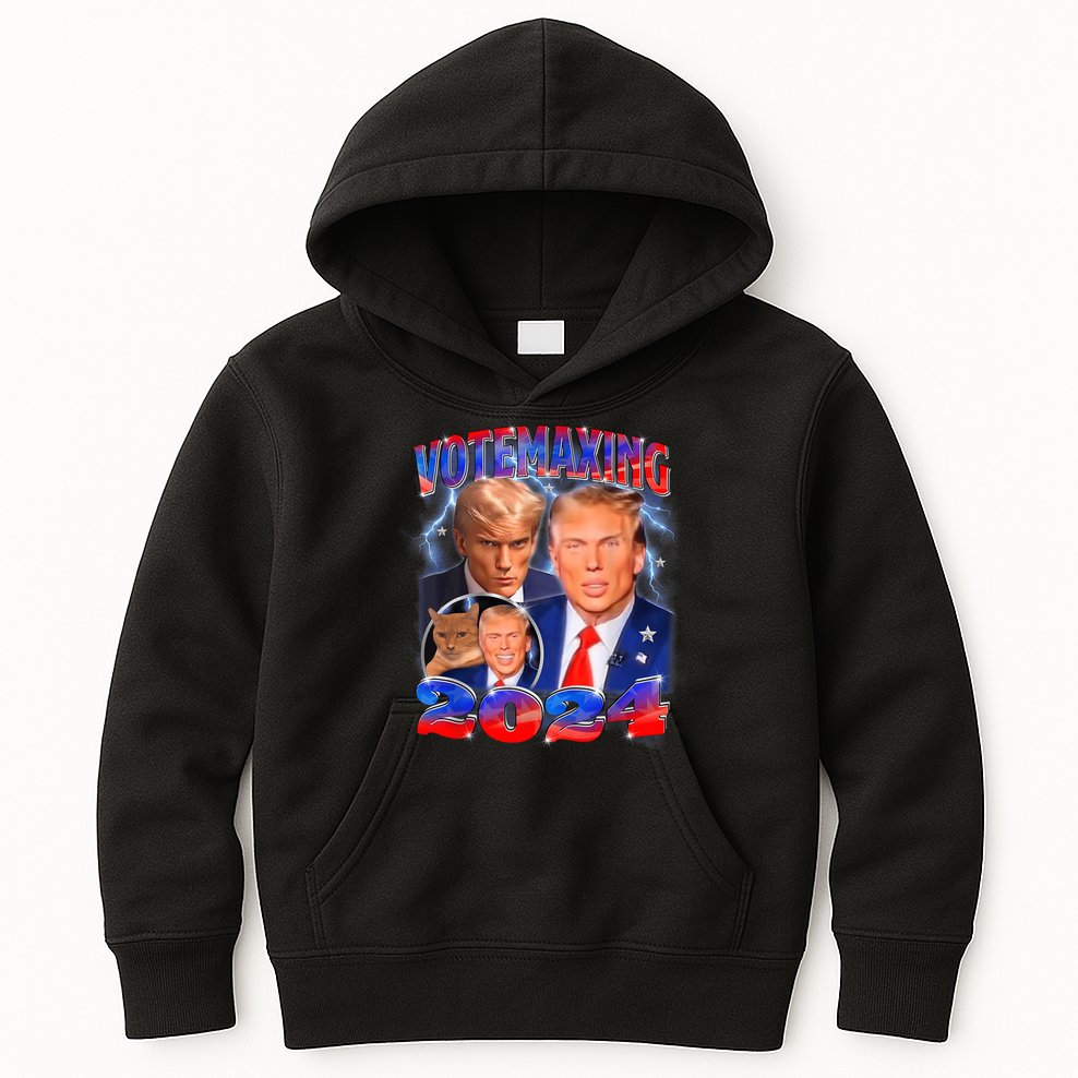 Trump Votemaxing 2024 Looksmaxxing Funny Mewing Meme Kids Hoodie