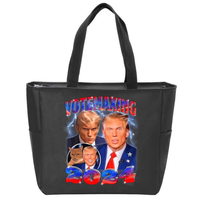 Trump Votemaxing 2024 Looksmaxxing Funny Mewing Meme Zip Tote Bag