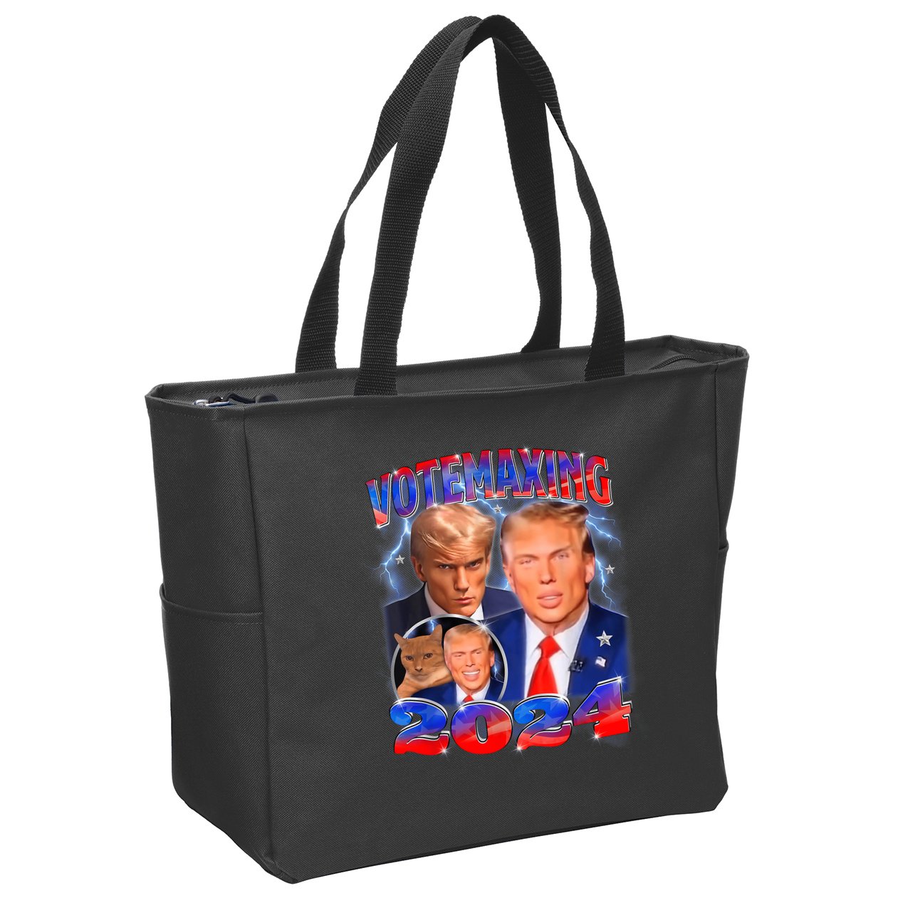 Trump Votemaxing 2024 Looksmaxxing Funny Mewing Meme Zip Tote Bag