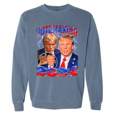 Trump Votemaxing 2024 Looksmaxxing Funny Mewing Meme Garment-Dyed Sweatshirt