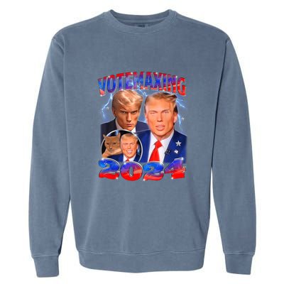 Trump Votemaxing 2024 Looksmaxxing Funny Mewing Meme Garment-Dyed Sweatshirt