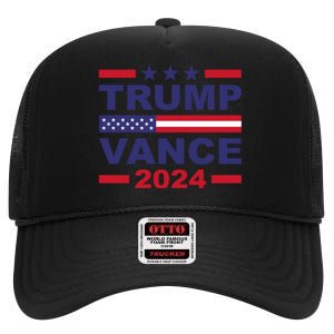 Trump Vance 2024 For President Vp Usa Election Patriotic High Crown Mesh Back Trucker Hat