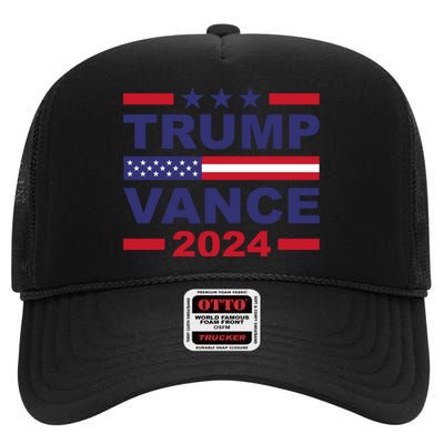 Trump Vance 2024 For President Vp Usa Election Patriotic High Crown Mesh Back Trucker Hat