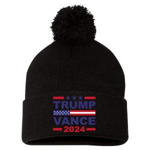 Trump Vance 2024 For President Vp Usa Election Patriotic Pom Pom 12in Knit Beanie