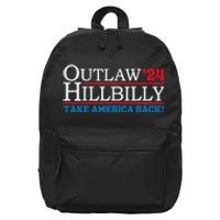 Trump Vance 2024 Outlaw Hillbilly Us Flag Vintage Elections 16 in Basic Backpack