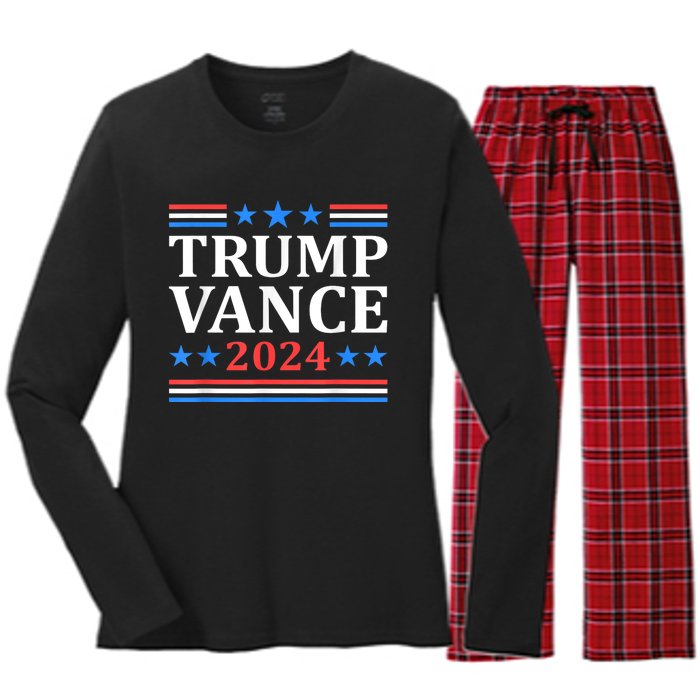 Trump Vance 2024 For President Vp Usa Election Patriotic Women's Long Sleeve Flannel Pajama Set 