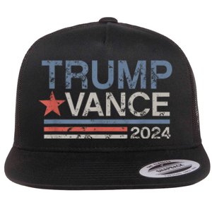 Trump Vance 2024 Retro Stripe Trump Jd Vance Flat Bill Trucker Hat