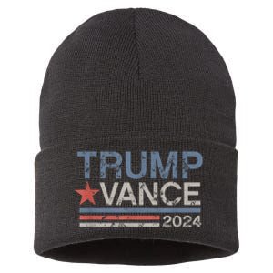 Trump Vance 2024 Retro Stripe Trump Jd Vance Sustainable Knit Beanie