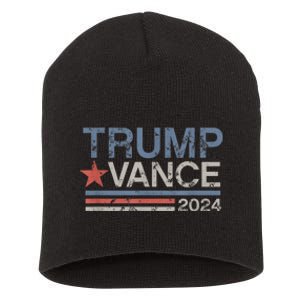 Trump Vance 2024 Retro Stripe Trump Jd Vance Short Acrylic Beanie