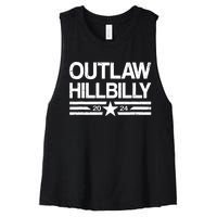 Trump Vance 2024 Outlaw Hillbilly Us Flag Vintage Women's Racerback Cropped Tank