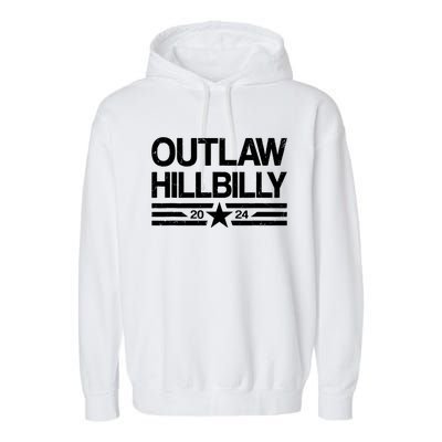 Trump Vance 2024 Outlaw Hillbilly Us Flag Vintage Garment-Dyed Fleece Hoodie