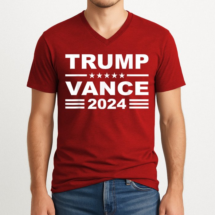 Trump Vance 2024 Retro Stripe Trump Jd Vance V-Neck T-Shirt