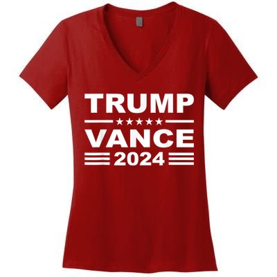 Trump Vance 2024 Retro Stripe Trump Jd Vance Women's V-Neck T-Shirt