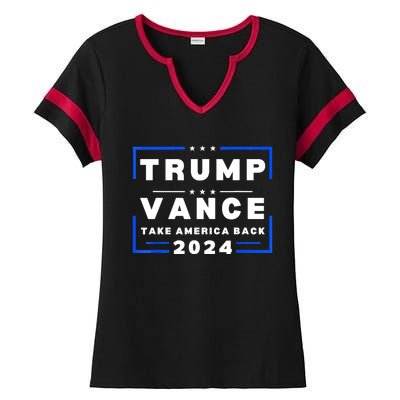 Trump Vance 2024 Donald Trump J.D. Vance Take America Back Ladies Halftime Notch Neck Tee