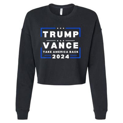 Trump Vance 2024 Donald Trump J.D. Vance Take America Back Cropped Pullover Crew