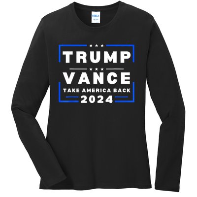 Trump Vance 2024 Donald Trump J.D. Vance Take America Back Ladies Long Sleeve Shirt