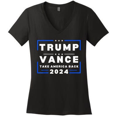 Trump Vance 2024 Donald Trump J.D. Vance Take America Back Women's V-Neck T-Shirt