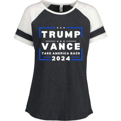 Trump Vance 2024 Donald Trump J.D. Vance Take America Back Enza Ladies Jersey Colorblock Tee