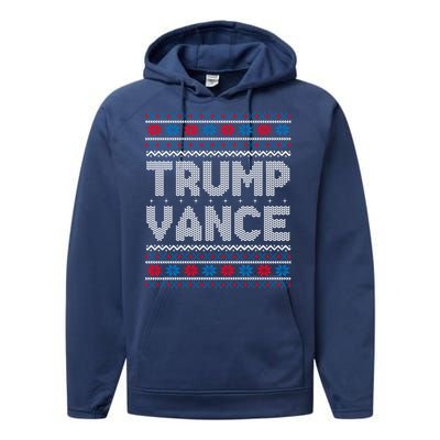 Trump Vance 2024 For President Trump Jd Vance Ugly Christmas Gift Performance Fleece Hoodie