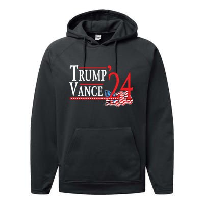 Trump Vance 2024 President Trump Supporter Reelection Performance Fleece Hoodie