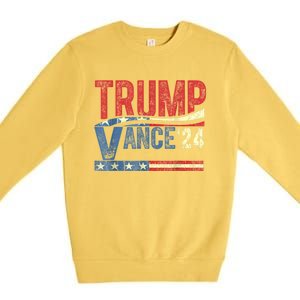 Trump Vance 2024 Retro Stripe Trump Jd Vance Premium Crewneck Sweatshirt