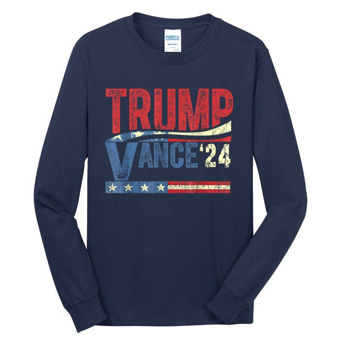 Trump Vance 2024 Retro Stripe Trump Jd Vance Tall Long Sleeve T-Shirt