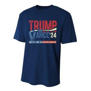 Trump Vance 2024 Retro Stripe Trump Jd Vance Performance Sprint T-Shirt