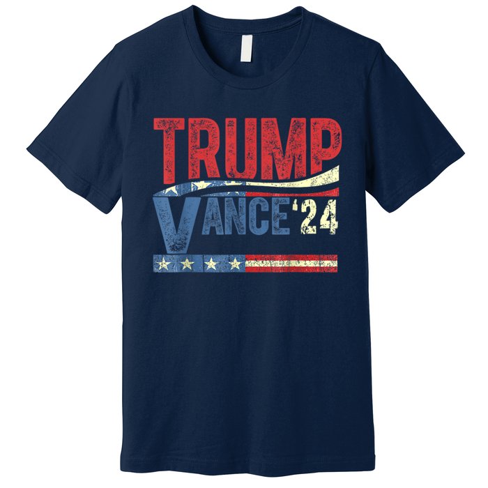 Trump Vance 2024 Retro Stripe Trump Jd Vance Premium T-Shirt