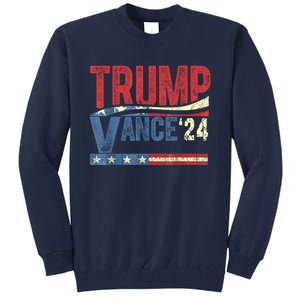 Trump Vance 2024 Retro Stripe Trump Jd Vance Tall Sweatshirt