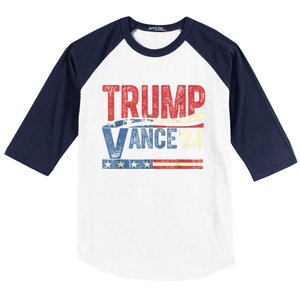 Trump Vance 2024 Retro Stripe Trump Jd Vance Baseball Sleeve Shirt