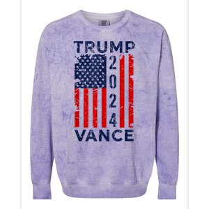 Trump Vance 2024 Us Flag Election President 2024 Colorblast Crewneck Sweatshirt