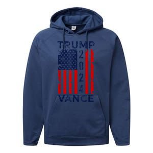 Trump Vance 2024 Us Flag Election President 2024 Performance Fleece Hoodie