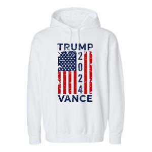 Trump Vance 2024 Us Flag Election President 2024 Garment-Dyed Fleece Hoodie