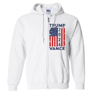 Trump Vance 2024 Us Flag Election President 2024 Full Zip Hoodie