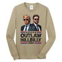 Trump Vance 2024 Outlaw Hillbilly Us Flag Vintage Elections Gift Tall Long Sleeve T-Shirt