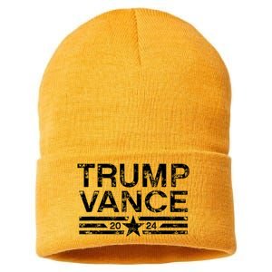 Trump Vance 2024 Retro Stripe Trump Jd Vance Sustainable Knit Beanie