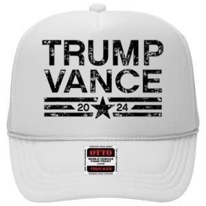 Trump Vance 2024 Retro Stripe Trump Jd Vance High Crown Mesh Back Trucker Hat