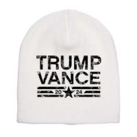 Trump Vance 2024 Retro Stripe Trump Jd Vance Short Acrylic Beanie