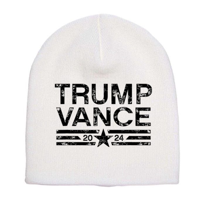 Trump Vance 2024 Retro Stripe Trump Jd Vance Short Acrylic Beanie