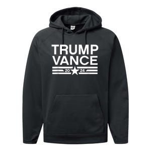 Trump Vance 2024 Retro Stripe Trump Jd Vance Performance Fleece Hoodie