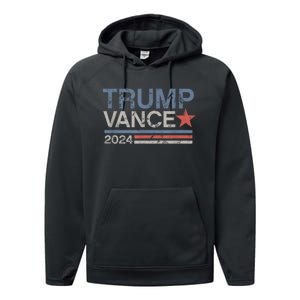 Trump Vance 2024 Retro Stripe Trump Jd Vance Performance Fleece Hoodie