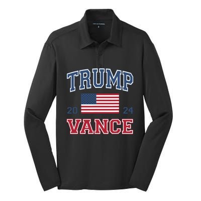 Trump Vance 2024 Donald Trump Jd Vance For President Silk Touch Performance Long Sleeve Polo