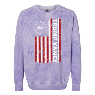 Trump Vance 2024 Us Flag Vintage Election Colorblast Crewneck Sweatshirt