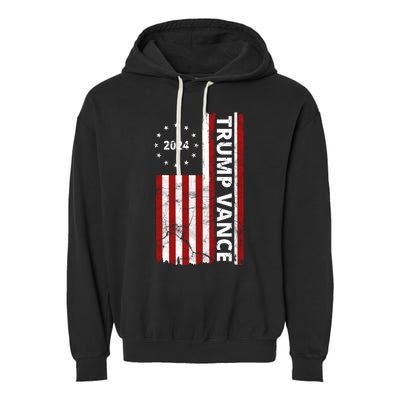 Trump Vance 2024 Us Flag Vintage Election Garment-Dyed Fleece Hoodie