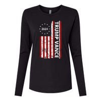 Trump Vance 2024 Us Flag Vintage Election Womens Cotton Relaxed Long Sleeve T-Shirt