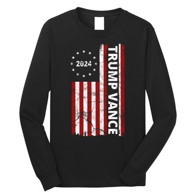 Trump Vance 2024 Us Flag Vintage Election Long Sleeve Shirt