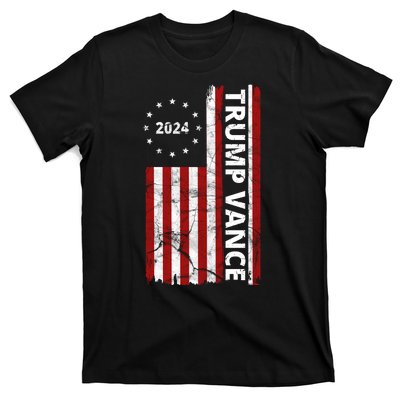 Trump Vance 2024 Us Flag Vintage Election T-Shirt