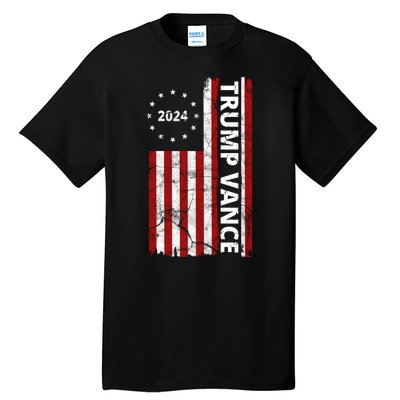 Trump Vance 2024 Us Flag Vintage Election Tall T-Shirt